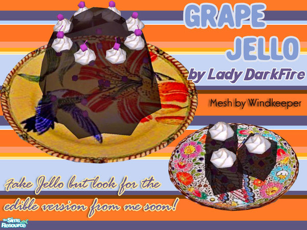 Sims 2 — Decorative Grape Jello by Lady Darkfire — A set of two recolours of gelatin using Windkeeper's fake 'gelatin'