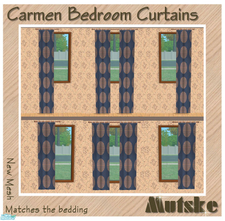 Sims 2 — Carmen Bedroom Curtains by Mutske — Set of curtains, they use the texture from all your bedding.