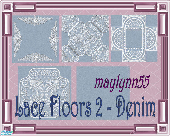 Sims 2 — Lace Floors 2 ~ Denim by maylynn55 — This set consists of 4 carpets and 1 linoleum in denim blue. Made by
