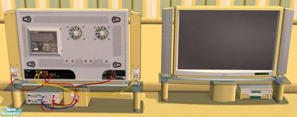Sims 2 — NK Green and Gold BR - TV by MoMama — Your Sims can watch the late night shows in their bedroom with this gold