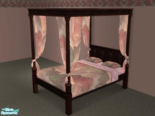 Sims 2 — Roses Collection in Oak - Bedding Rose 1 by munchkin_brat — Bedding that matches rose collection oak bed frame