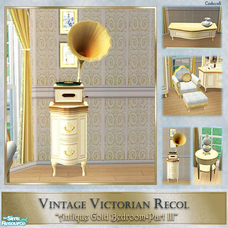Sims 2 — Antique Gold Part III - Victrola/Stereo by Cashcraft — Part III--Vintage Victorian Antique Gold painted