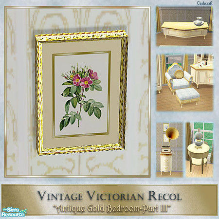 Sims 2 — Antique Gold Part III - Red Rose by Cashcraft — Part III--Vintage Victorian Antique Gold painted furniture for