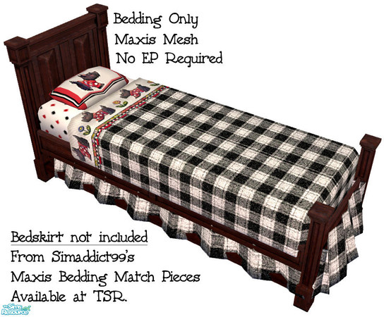 Sims 2 — Puppy Love Bedding by dancingaphrodite — Playful scotties accent bedding of red, white and black polka-dots and