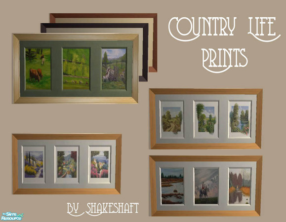 Sims 2 — Country Life Prints by Shakeshaft — A New Mesh Painting Set, with Countryside Themed Prints, set includes 1