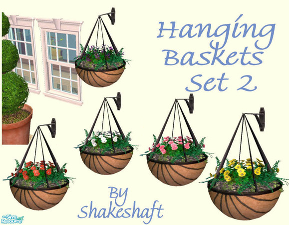 Sims 2 — Hanging Baskets Set 2 by Shakeshaft — A New Mesh set of Hanging Baskets, set includes Mesh and 4 recolours.