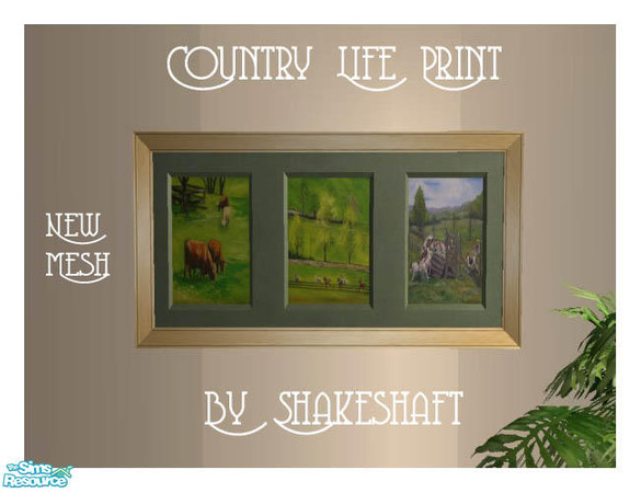 Sims 2 — Country Life Print - New Mesh by Shakeshaft — Part of a New Mesh Painting Set, with Countryside Themed Prints,