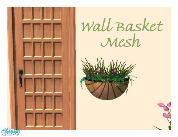 Sims 2 — Wall Basket - New Mesh by Shakeshaft — Part of a New Mesh Set of wall mounted Flower Baskets, set includes Mesh