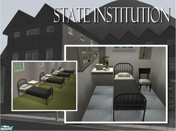 Sims 2 — The State Institution Bed - Black by Cyclonesue — A black recolour of the State Institution single bed. Don't