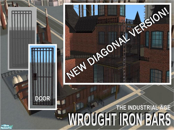 Sims 2 — Industrial Age: Barred Door Diagonal by Cyclonesue — The diagonal version of my wrought iron barred door.
