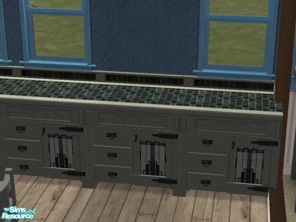 Sims 2 — Teal Maxis Mission Recolours - Counter by abbieken888 — Maxis Mission Kitchen Counter recoloured in a pale teal