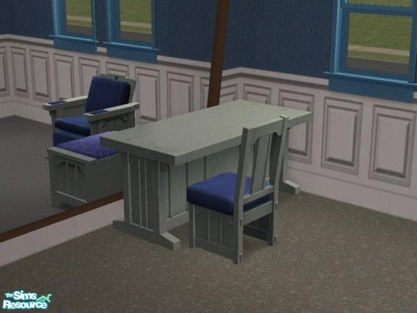 Sims 2 — Teal Maxis Mission - Dining/Desk Chair by abbieken888 — Maxis Mission Dining/Desk recoloured in a pale teal gray