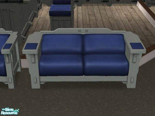 Sims 2 — Teal Blue Maxis Mission - Loveseat by abbieken888 — Maxis Mission Love Seat recoloured in a pale teal gray