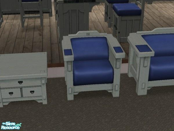 Sims 2 — Teal Blue Maxis Mission - Arm Chair by abbieken888 — Maxis Mission Armchair recoloured in a pale teal gray
