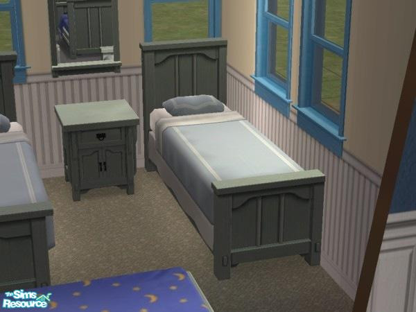 Sims 2 — Teal Maxis Mission Recolours- Single Bed by abbieken888 — Maxis Mission Single Bed recoloured in a pale teal