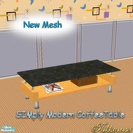 Sims 2 — SIMply Modern Coffeetable by Nikki041498 — Black marble top with light oak and stainless steel frame. Also
