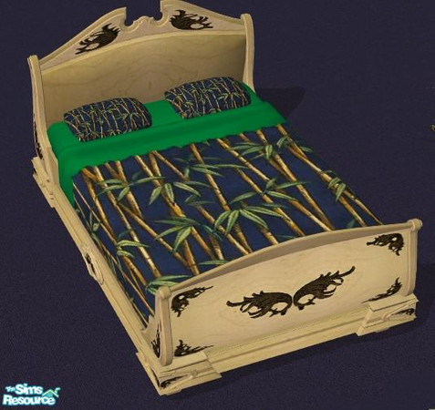 Sims 2 — NK Blue Bamboo BR - Bed Fabric by MoMama — A bed fabric of bamboo plants on dark blue.