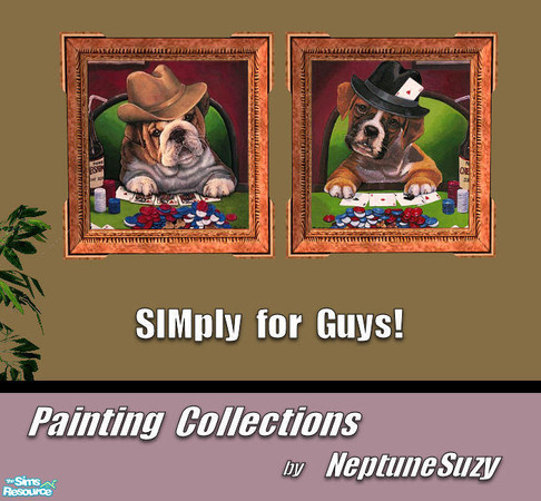 Sims 2 — NSC Painting Set18 -SIMply for Guys by Neptunesuzy — Your Sims will love these Paintings of dogs playing poker!