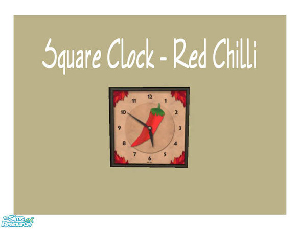 Sims 2 —  Square Clock - Red Chilli by Shakeshaft — Part of a set of Square Wall Clocks, set includes 1 New Mesh and 14