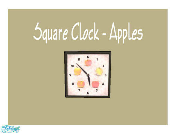 Sims 2 — Square Clock - Apples by Shakeshaft — Part of a set of Square Wall Clocks, set includes 1 New Mesh and 14