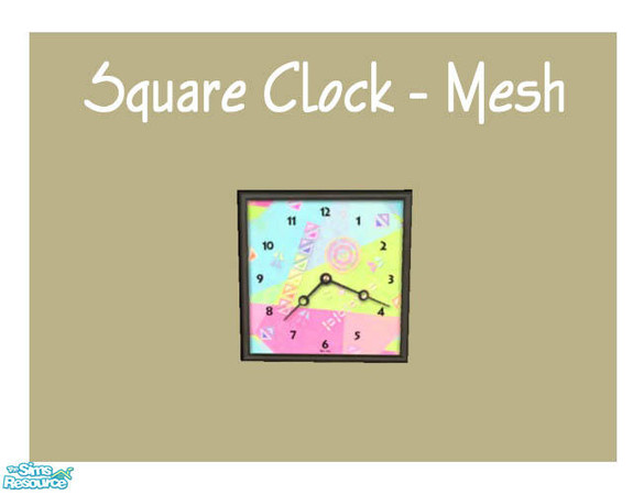 Sims 2 — Square Clock - New Mesh by Shakeshaft — Part of a set of Square Wall Clocks, set includes 1 New Mesh and 14