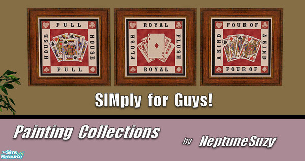Sims 2 — NSC Painting Set19 -SIMply for Guys by Neptunesuzy — Your Sims will love these Poker Paintings with old world