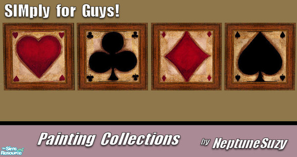 Sims 2 — NSC Painting Set17 -SIMply for Guys by Neptunesuzy — Your Sims will love these Poker Paintings with old world