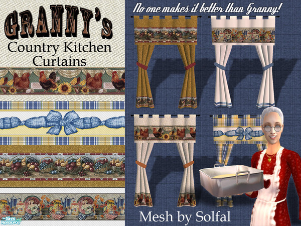Sims 2 — Granny's Country Curtains by dancingaphrodite — An assortment of kitchen curtains made with Solfal's XMAS