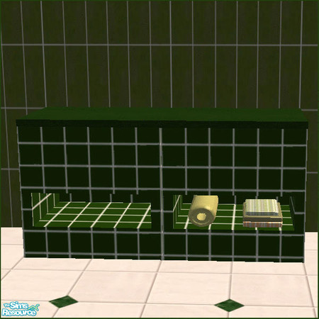 Sims 2 — Green Peace  - Counter with Towels by Chezzie — Recolor from Mango Sims Abala Bathroom Set