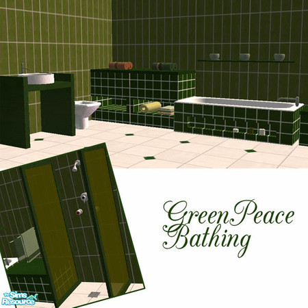 Sims 2 — Green Peace Bathroom  by Chezzie — A Peaceful green recolour of Mango sims Abala Bathroom (rolled towels from