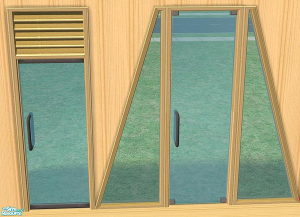 Sims 2 — NK Strawberry Oak BR - Doors by MoMama — Recolor once, get several. Oak doors and side windows so your Sims can