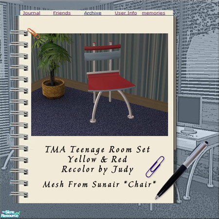 Sims 2 — Judy TMA Blue & Red - Chair by judyhugsnoopy — Recolor Sunair T226 TMA Chair. Please download the mesh file