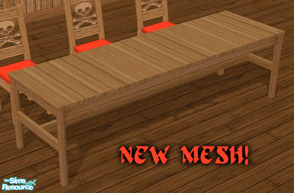 Sims 2 — Pirate's Cove - Long Table by Shannanigan — Big enough for the whole crew! This mesh pulls its textures from the
