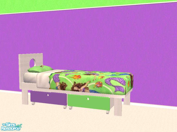 Sims 2 — Mermaid Bedroom Set Bed by wytetygryss — A fun recolour of NoFrills Little Thinker bed, perfect for a little