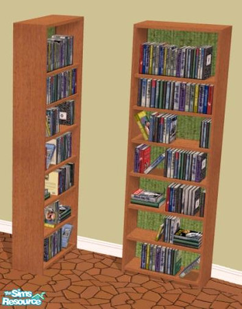 Sims 2 — NK Mahagony Green LR - Bookcase by MoMama — A mahagony bookcase with a green fabric backing. Great for adding