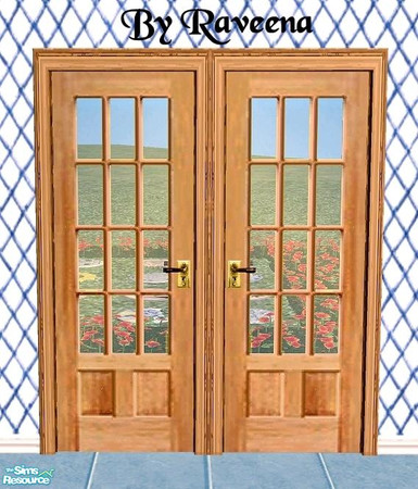 Sims 2 — Designer French Door by Raveena — Part of the Designer Door 2 Series. You need BitzyBus's mesh for this file to