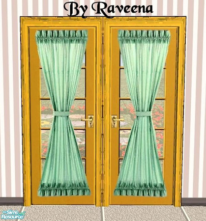 Sims 2 — Designer Door - Mint Curtain by Raveena — Part of the Designer Door 2 Series. You need BitzyBus's mesh for this