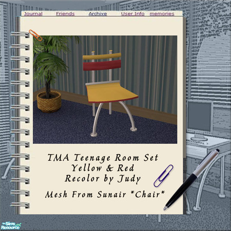 Sims 2 — Judy TMA Red & Yellow - Chair by judyhugsnoopy — Recolor of Sunair T226 TMA Chair. Please download the mesh