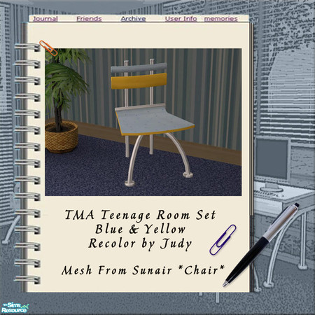 Sims 2 — Judy TMA Blue & Yellow - Chair by judyhugsnoopy — Recolor of Sunair T226 TMA Chair. Hope you like it :D