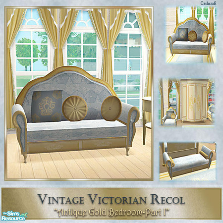 Sims 2 — Victorian Antique Gold - Sofa/Loveseat by Cashcraft — Part I--Vintage Victorian Antique Gold painted furniture
