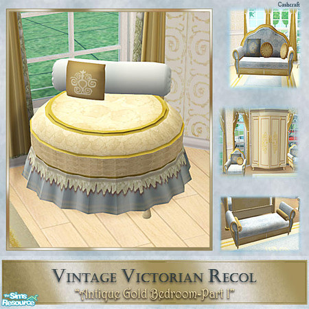 Sims 2 — Victorian Antique Gold - Ottoman by Cashcraft — Part I--Vintage Victorian Antique Gold painted furniture for