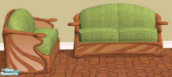 Sims 2 — NK Mahagony Green LR - Loveseat by MoMama — A loveseat fabric of green gives your Sim a relaxed attitude.