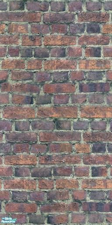 Sims 2 — Old English Bond Brick by MsBarrows — An ancient and heavily stained but still brightly coloured wall of