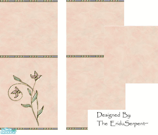 Sims 2 — Pink Marble Mixed Deco Set by eriduserpent — This set has two panels, one more ornate than the other and one