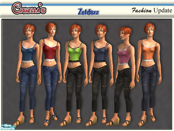 Sims 2 — am_zeldazz by Cruella — Slender fit capris and layer top with wedges. 