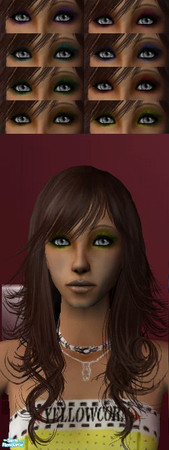 Sims 2 — Dark Colour Eyeshadows by babeicandisco — A set including Orange, Yellow, Green, Blue, Indigo, Purple, Pink and