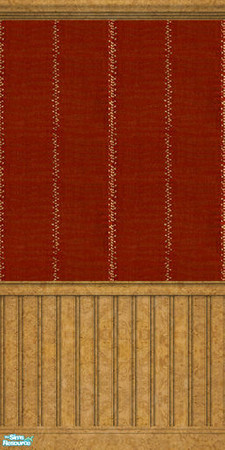 Sims 2 — Indian Summer Lounge Wall 8 by ImmeK — Elegant red wallpaper with golden stripes, framed in polished bird\'s eye