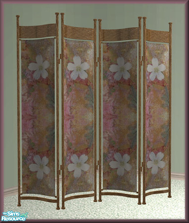 Sims 2 — NK TC62 Fidelity Potpourri LR - Screen by MoMama — A rose floral screen trimmed in brown thatched wood.