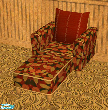 Sims 2 — Indian Summer Chaise Lounge 3 by ImmeK — A comfortable chaise lounge in a leaves and flowers pattern in shades