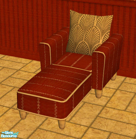 Sims 2 — Indian Summer Chaise Lounge 2 by ImmeK — A comfortable chaise lounge in a deep red fabric with golden stripes